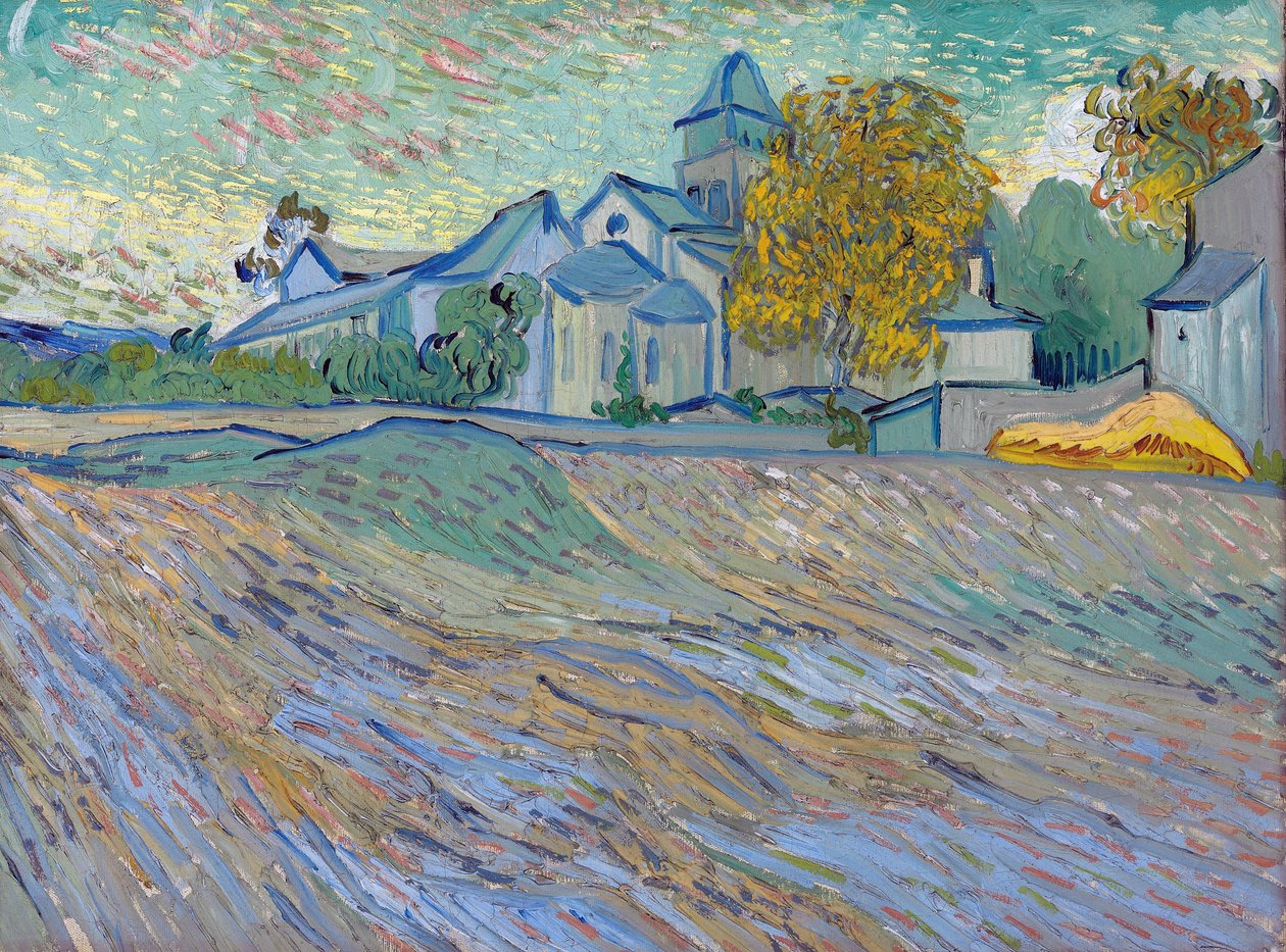 „Widok azylu i kaplicy w Saint Remy” (Widok azylu i kaplicy w Saint Remy) Krajobraz w Saint Remy de Provence (Saint-Remy-de-Provence) Obraz Vincenta van Gogha (1853-1890) autorstwa Vincent van Gogh