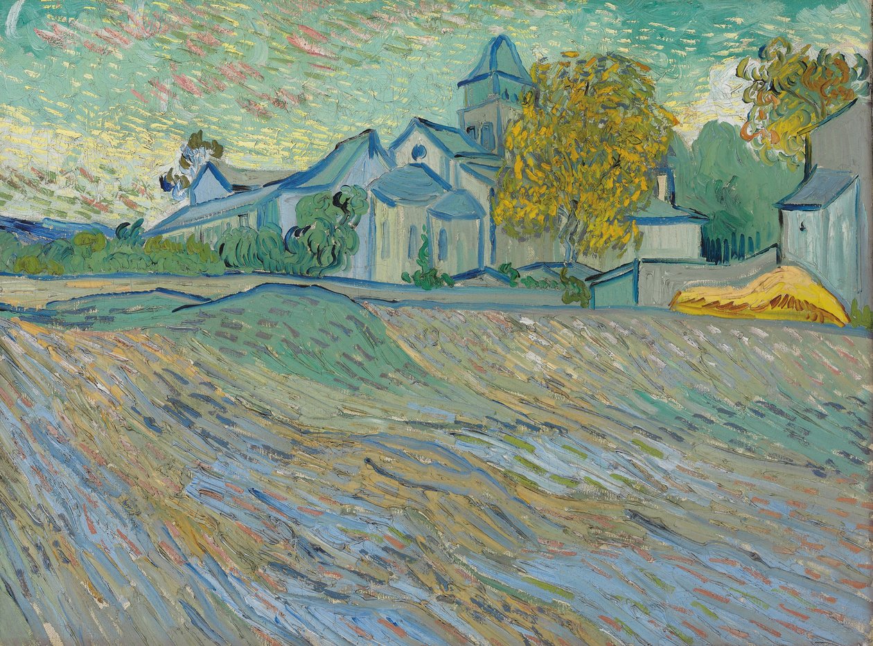 Widok azylu i kaplicy Saint-Rémy, 1889 autorstwa Vincent van Gogh