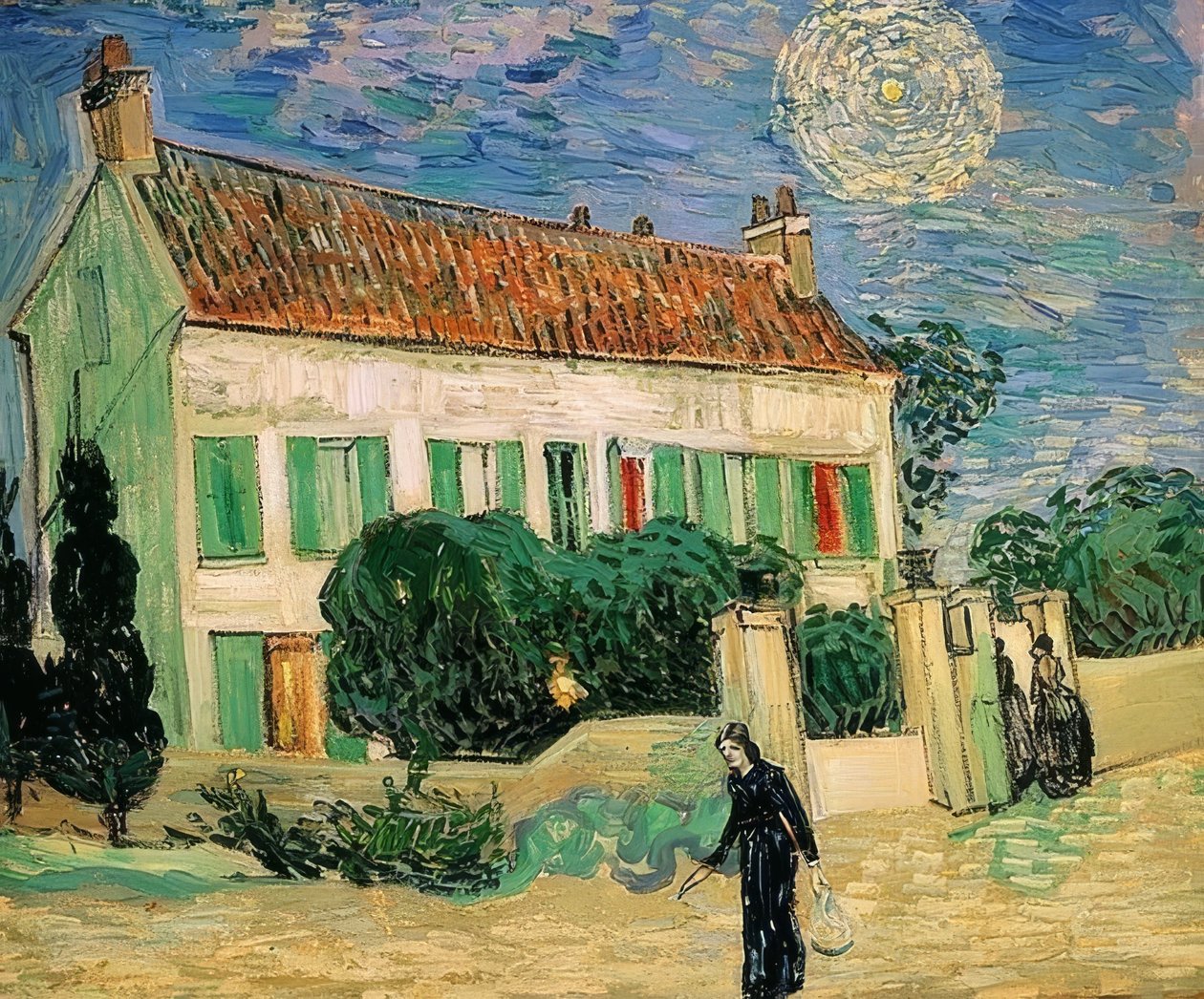 Biały dom w nocy. Czerwiec 1890 autorstwa Vincent van Gogh