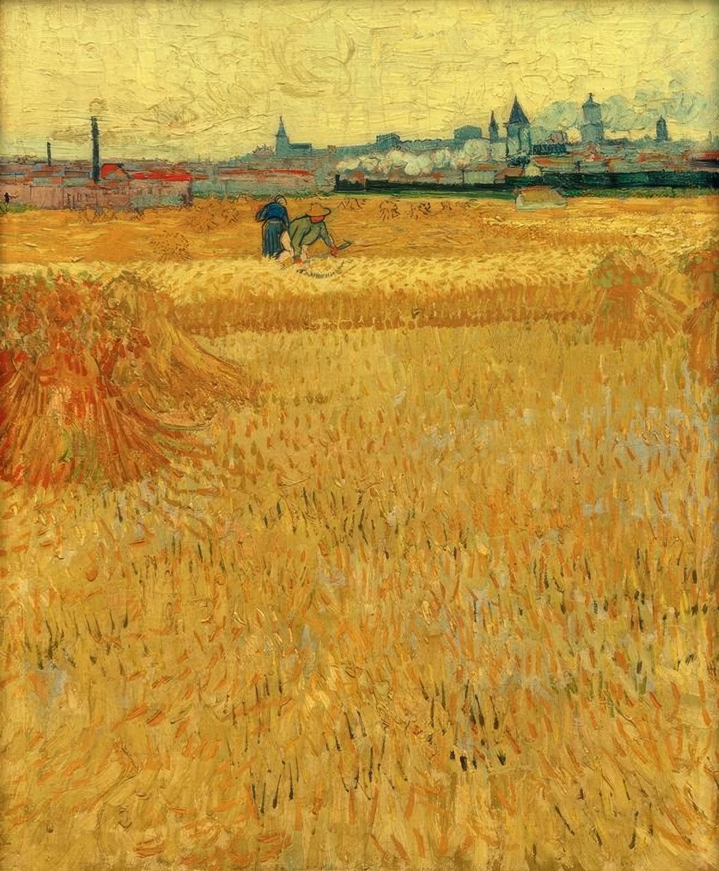 Pole pszenicy z widokiem na Arles autorstwa Vincent van Gogh