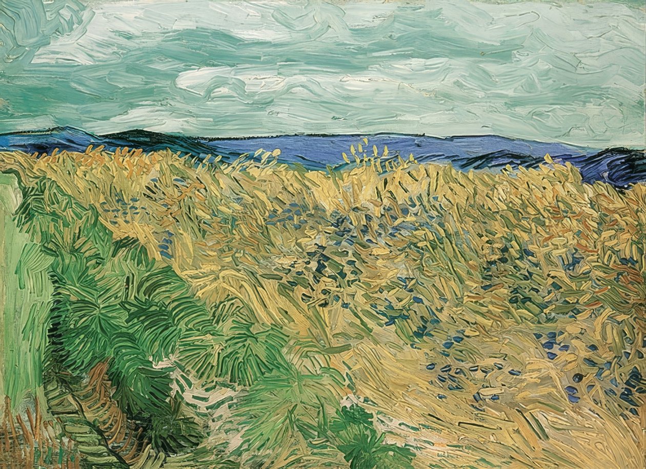 Pole pszenicy z chabrami, Auvers-sur-Oise. 1890 autorstwa Vincent van Gogh