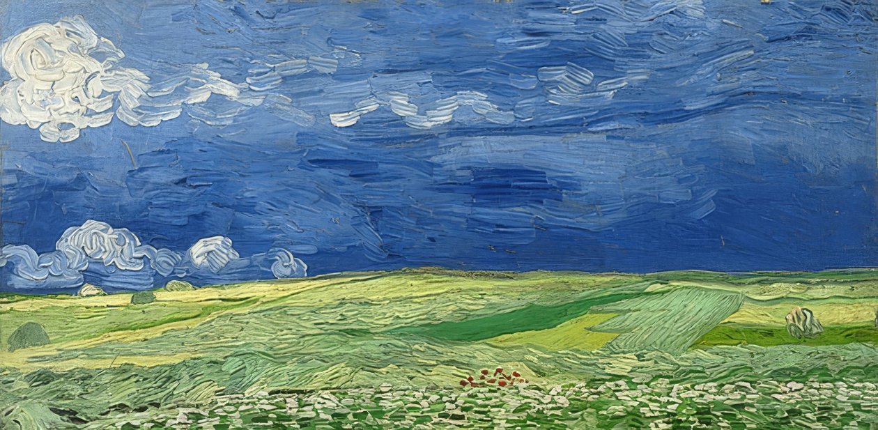 Pole pszenicy pod burzliwym niebem. 1890 autorstwa Vincent van Gogh