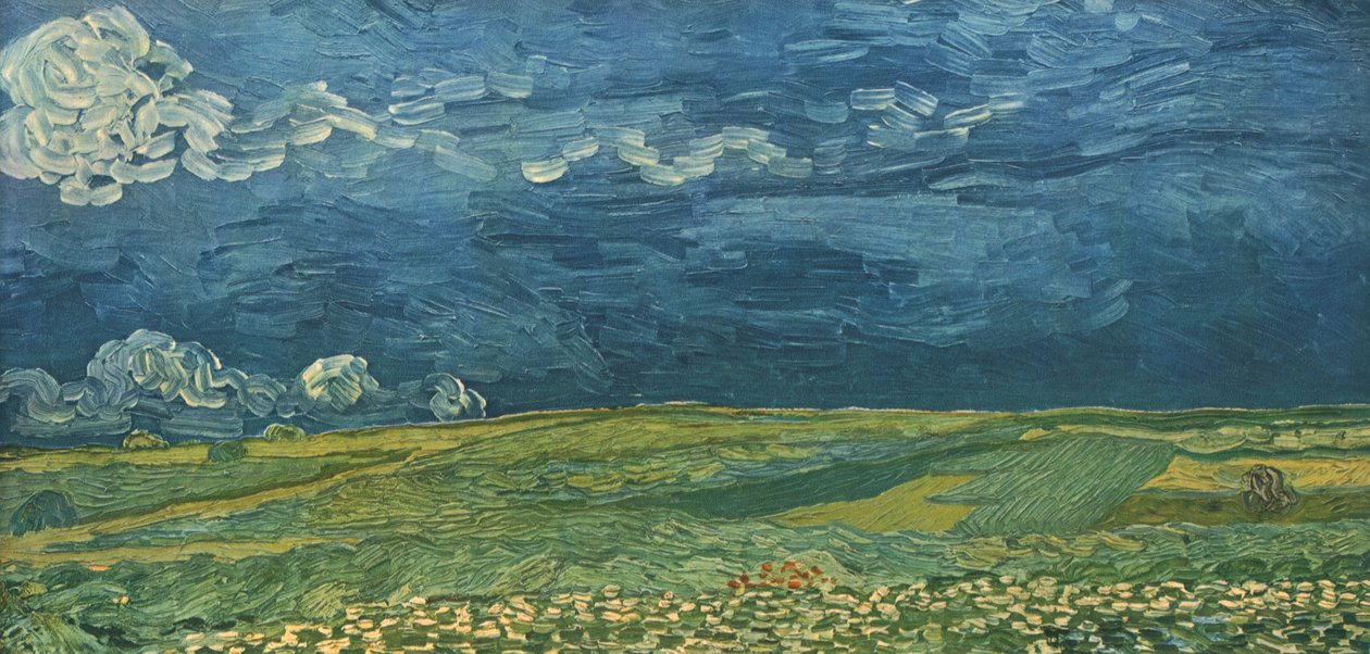 Pola pszenicy pod burzowymi chmurami, lipiec 1890, 1947. autorstwa Vincent van Gogh