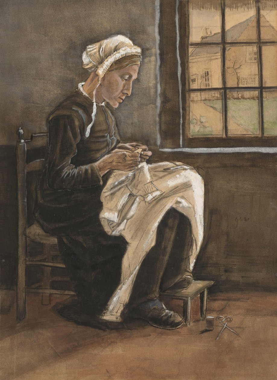 Kobieta szyjąca autorstwa Vincent van Gogh