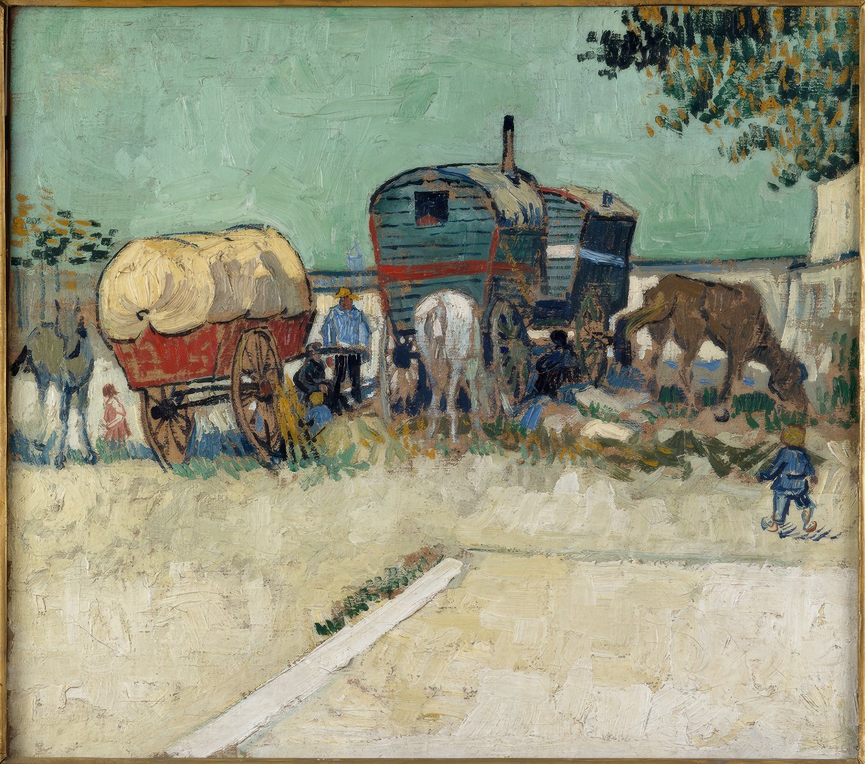 Obóz cygański z koniem i wozem autorstwa Vincent van Gogh