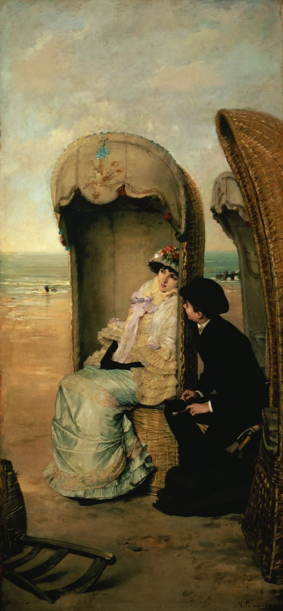 Zaufania na plaży, ok. 1883 r. autorstwa Vincente Gonzalez Palmaroli