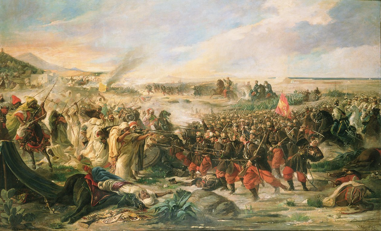 Bitwa pod Tetouan w 1860, 1870 autorstwa Vincente Gonzalez Palmaroli