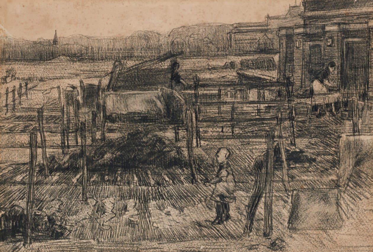 Podwórka z dwiema postaciami (1882) autorstwa Vincent van Gogh