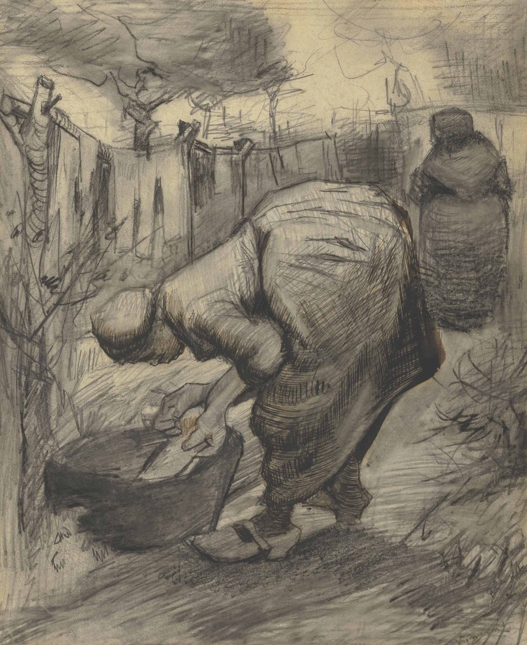 Chłopka ze stawem w ogrodzie (1885) autorstwa Vincent van Gogh