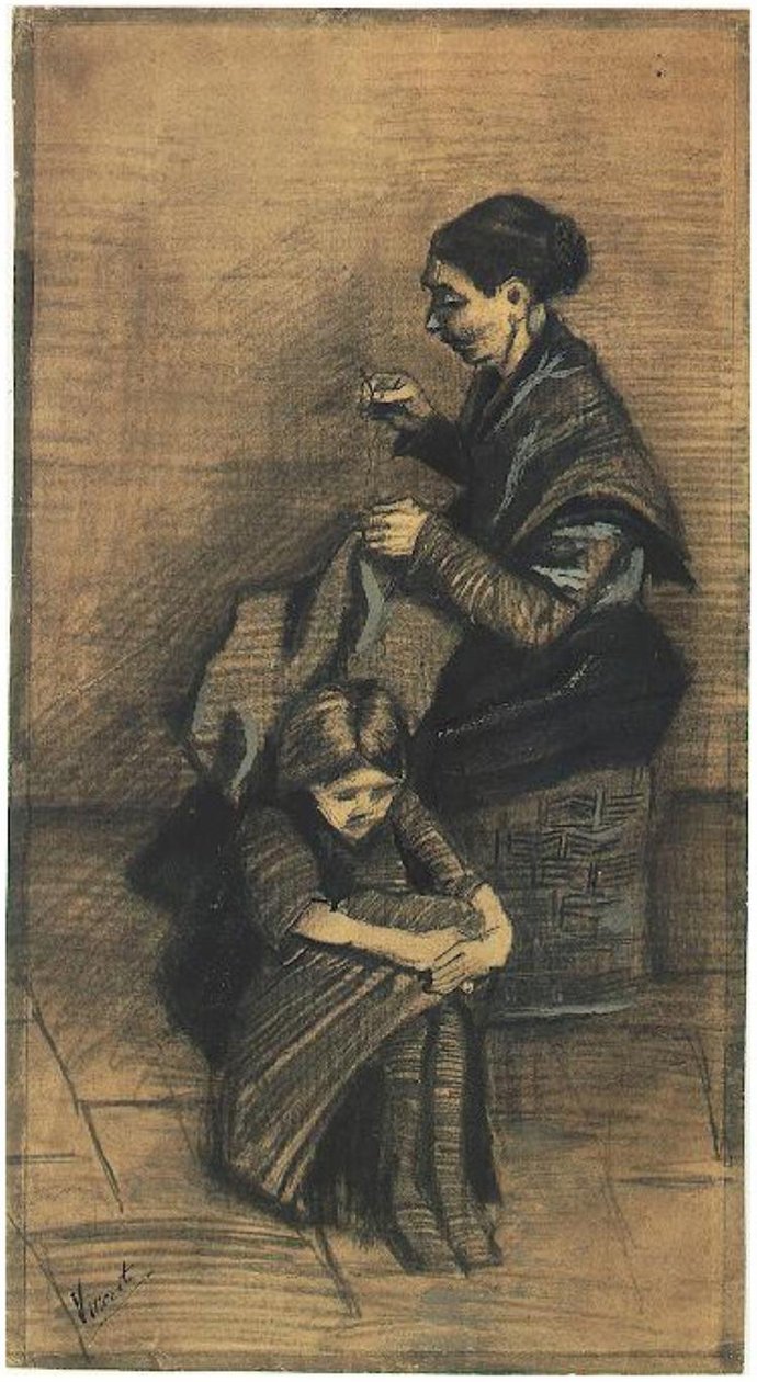 Sien-Siedząc-na-koszyku-z-dziewczyną F1072 Vincent van Gogh autorstwa Vincent van Gogh