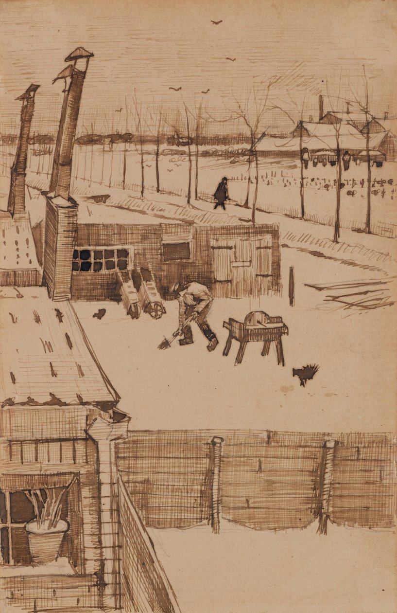 Widok z okna pracowni Vincents zimą I (1883) autorstwa Vincent van Gogh
