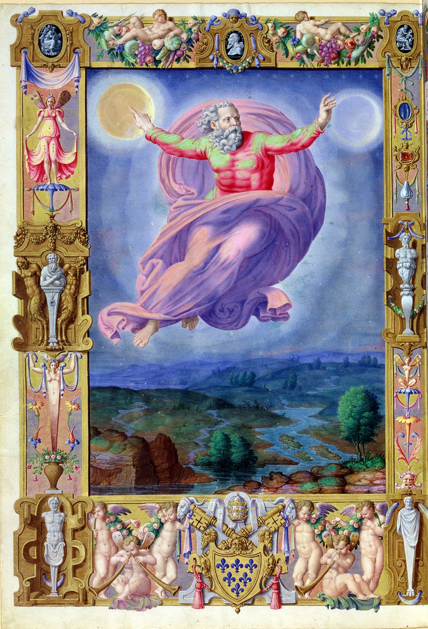 łac. 8880 fol.182v Bóg Ojciec, z Psałterza Papieża Pawła III, 1542 autorstwa Vincenzio Raimondi or Raimondo