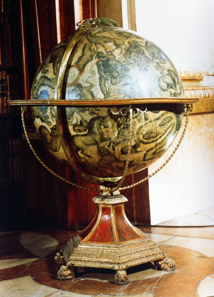 Globus niebieski, 1688 (papier mache z drewnianym stojakiem) (para z 90828) autorstwa Vincenzo Maria Coronelli