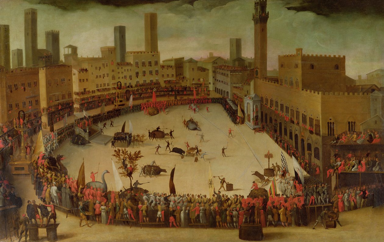 Festa w Campo del Campo, Siena, 1597 autorstwa Vincenzo Rustici