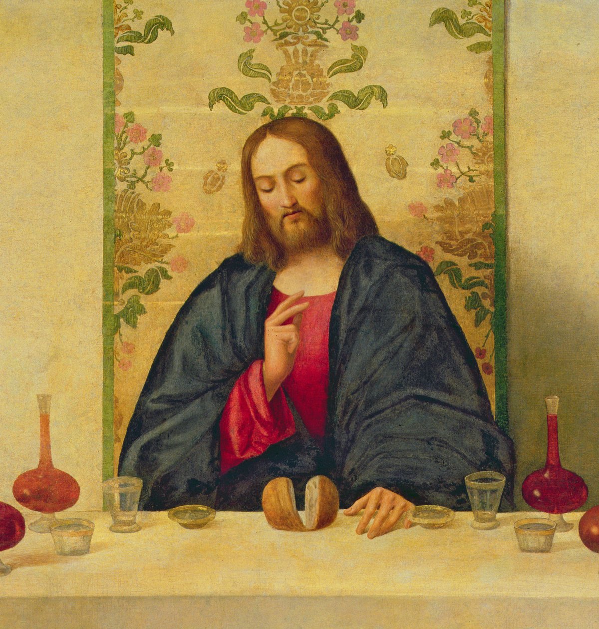 Wieczerza w Emaus, 1520 olej na płótnie, detal z 50021 autorstwa Vincenzo di Biagio Catena