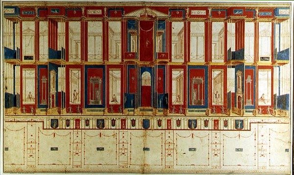 Pompejańskie Dekoracje Ścienne (akwarela i gwasz na papierze) autorstwa Vincenzo Brenna