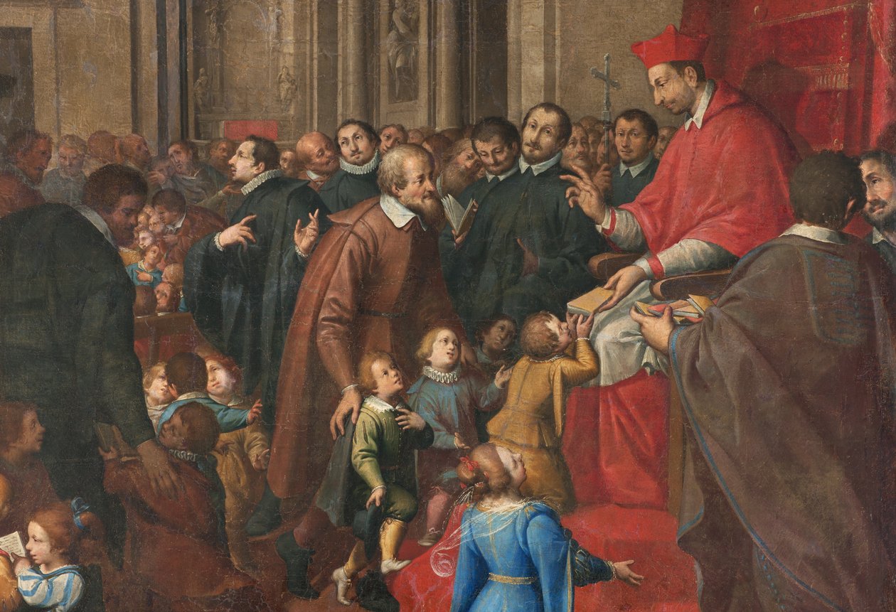 Mediolan, kościół San Francesco da Paola, Fratelli Campi, San Carlo ustanawia szkołę doktryny chrześcijańskiej autorstwa Vincenzo and Campi Antonio Campi