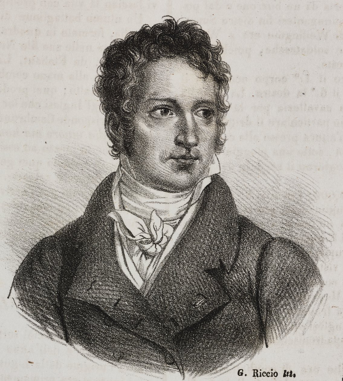 Portret Vincenzo Camucciniego (1771-1844), włoskiego malarza i konserwatora, litografia Gaetano Riccio z Polioramy Pittoresco, n 16, 23 listopada autorstwa Vincenzo Camuccini