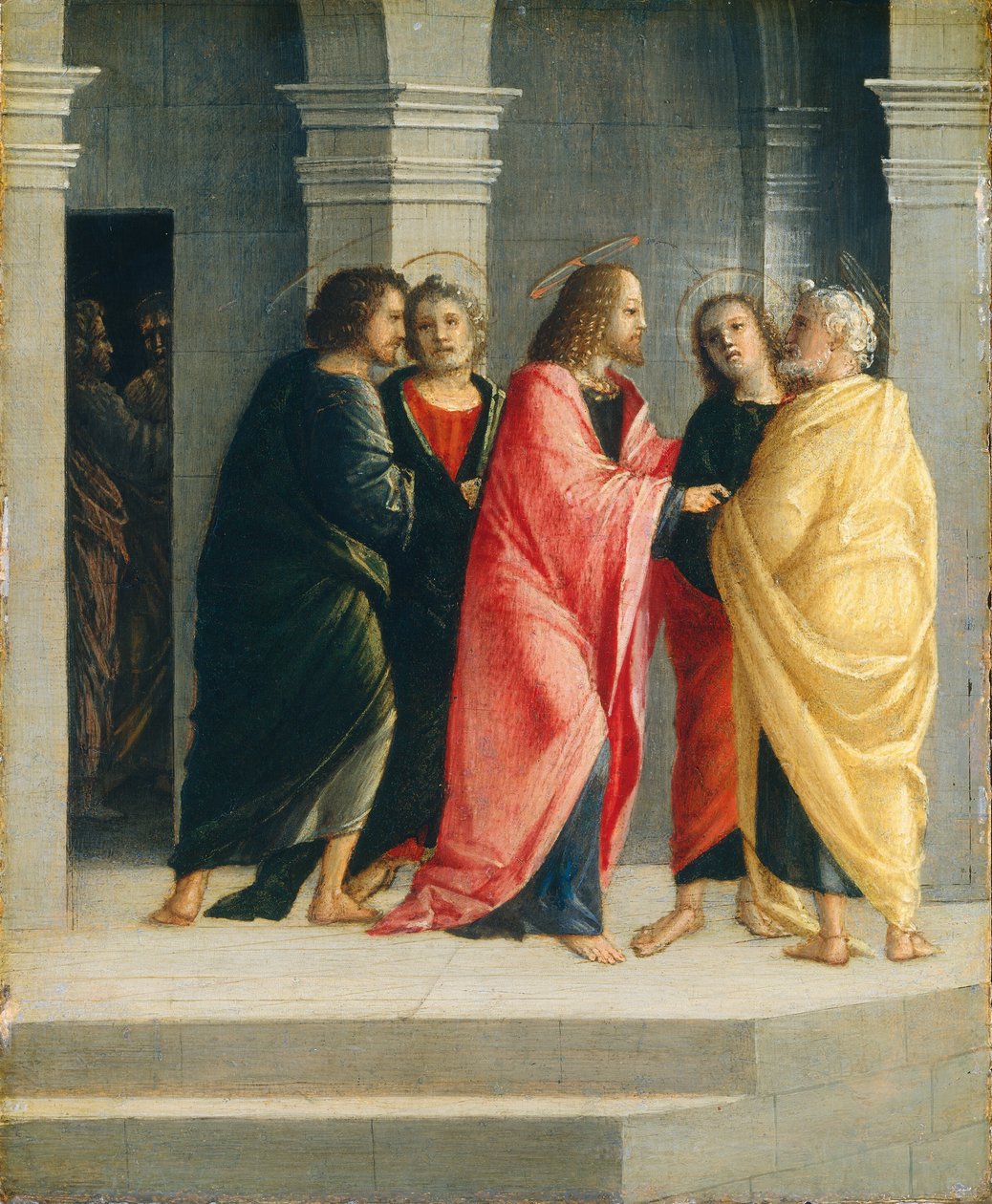 Chrystus pouczający Piotra i Jana, aby przygotowali się do Paschy, 1504. autorstwa Vincenzo Civerchio