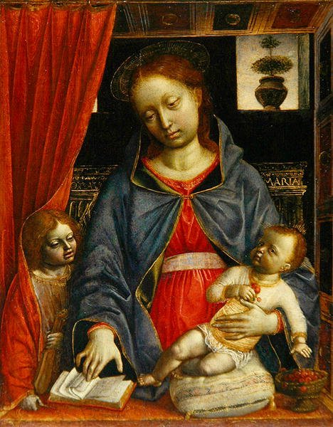 Madonna z Dzieciątkiem z aniołem, ok. 1479 (tempera na desce) autorstwa Vincenzo Foppa