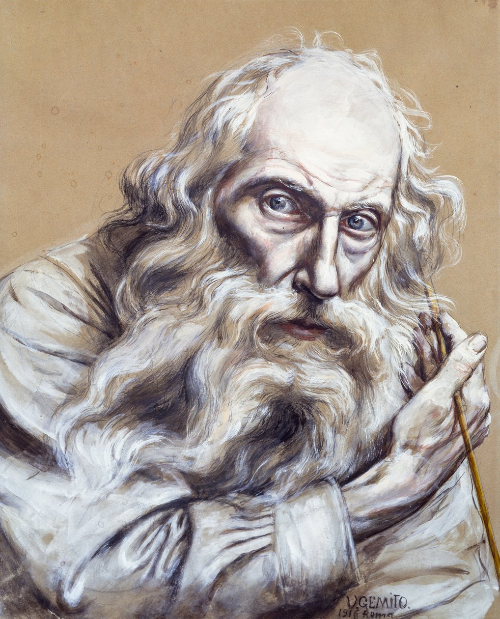 Autoportret, Vincenzo Gemito (1852-1929), tempera na papierze, 50x40 cm autorstwa Vincenzo Gemito