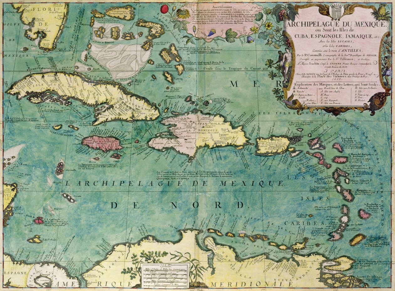 Mapa Archipelagu Meksykańskiego autorstwa Vincenzo Maria Coronelli
