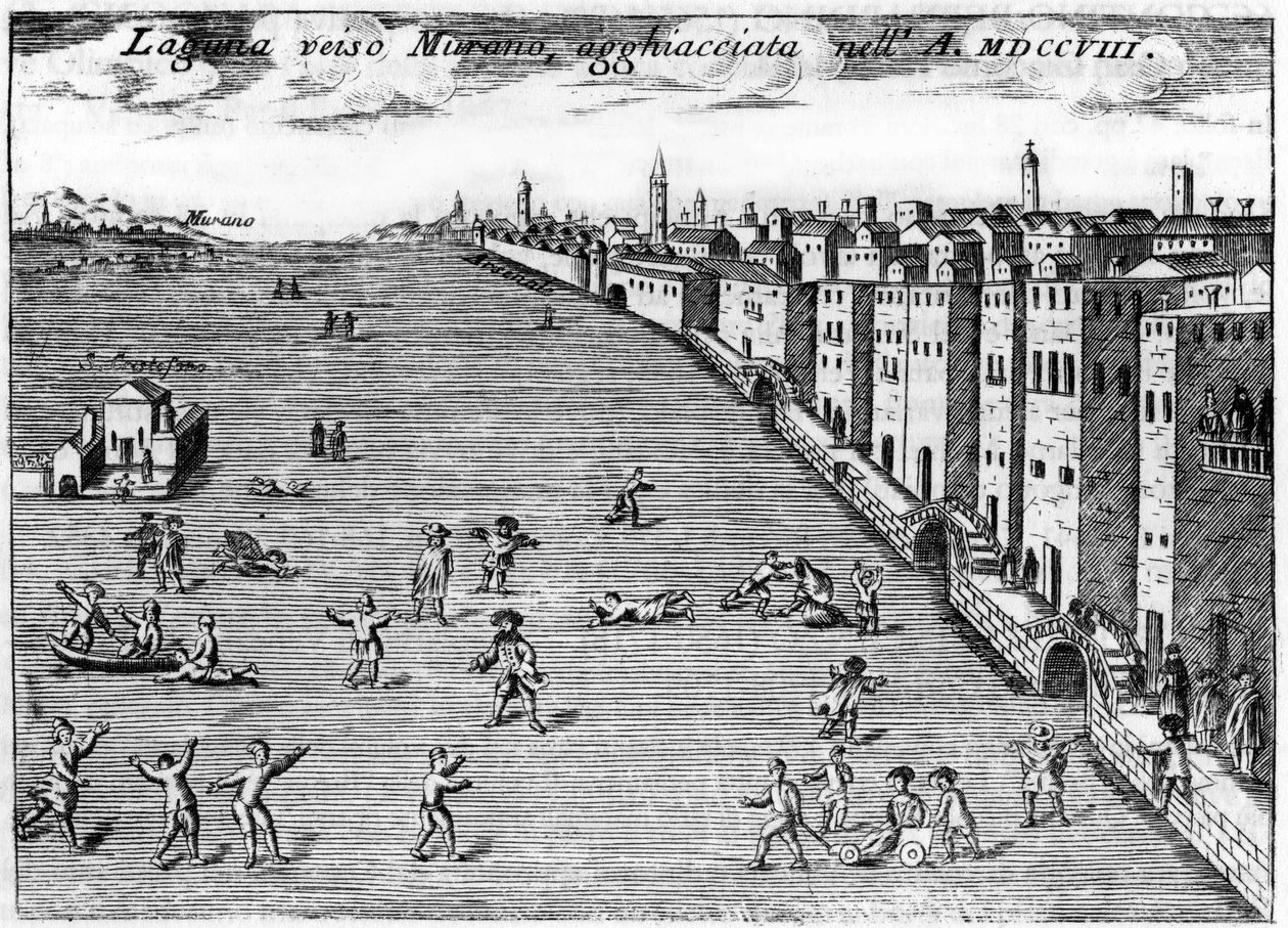 Wenecja, Włochy. Luguna w kierunku lodu Murano w 1708 roku w „Singularity of Venice” Vincenzo Coronelli (1650-1718). autorstwa Vincenzo Maria Coronelli