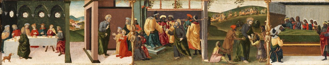 Historia św. Tomasza Apostoła - św. Tomasz chrzci Gundaphorus i inne epizody, 1480-1500 autorstwa Vincenzo di Antonio Frediani