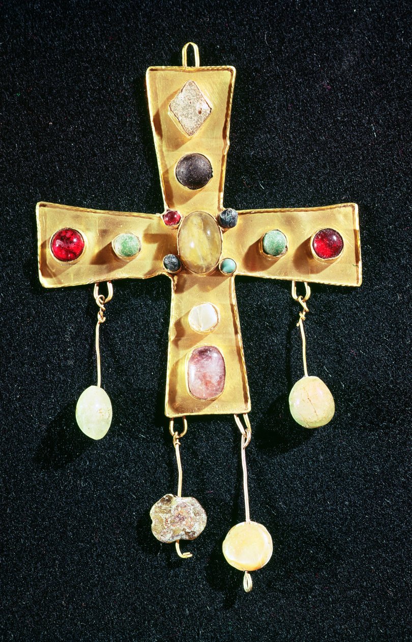 Krzyż ze skarbu Torredonjimeno (złoto i kamienie półszlachetne) autorstwa Visigothic