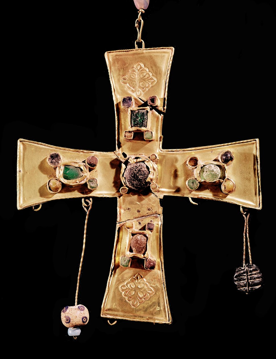 Krzyż Torredonjimeno (metal inkrustowany kamieniami szlachetnymi i ornamentami roślinnymi, VI-VII w.) autorstwa Visigothic