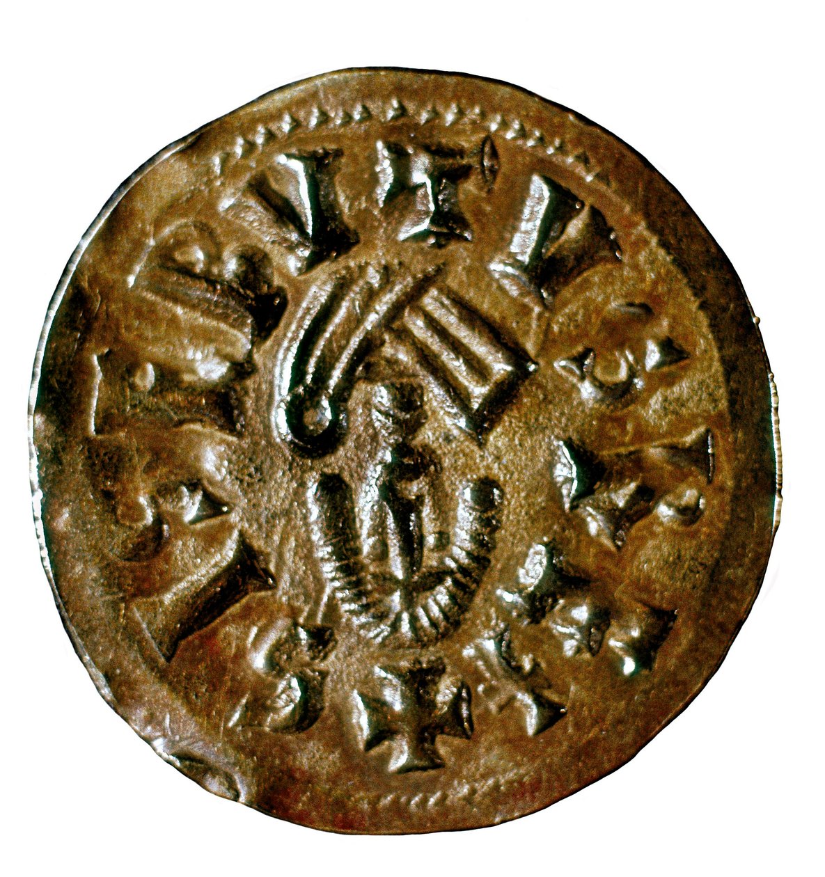 Tremis (lub uncja) króla Sisenanda, odlewana w Caesaraugusta (Saragossa), Hiszpania, VII w. (moneta) autorstwa Visigothic