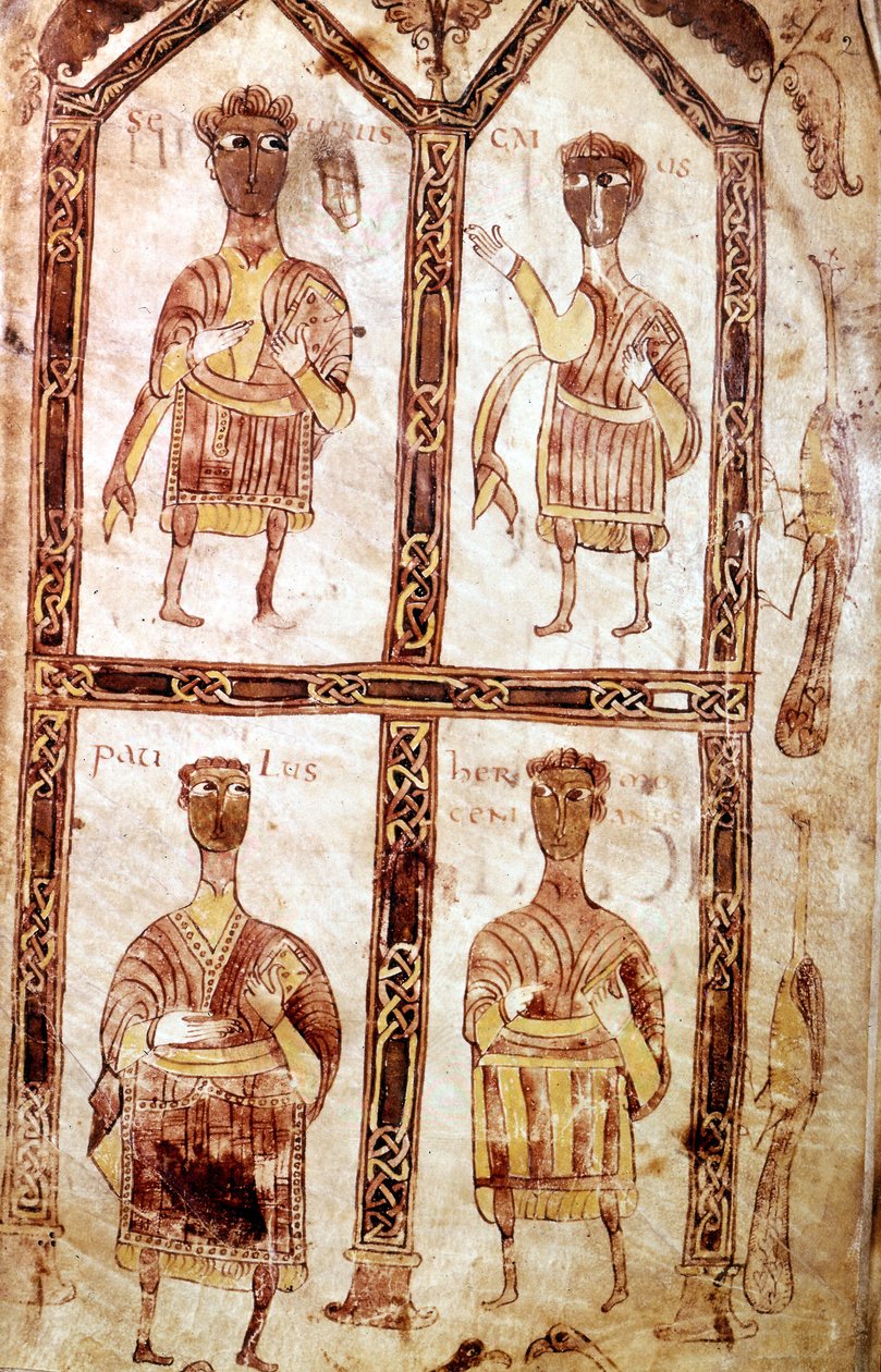 Ilustracja z „Brewiarza Alaryka, 506 (welum) autorstwa Visigothic Visigothic