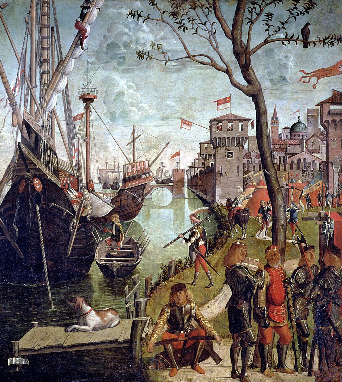 Przybycie św. Urszuli podczas oblężenia Kolonii, z cyklu św. Urszuli, 1498 autorstwa Vittore Carpaccio
