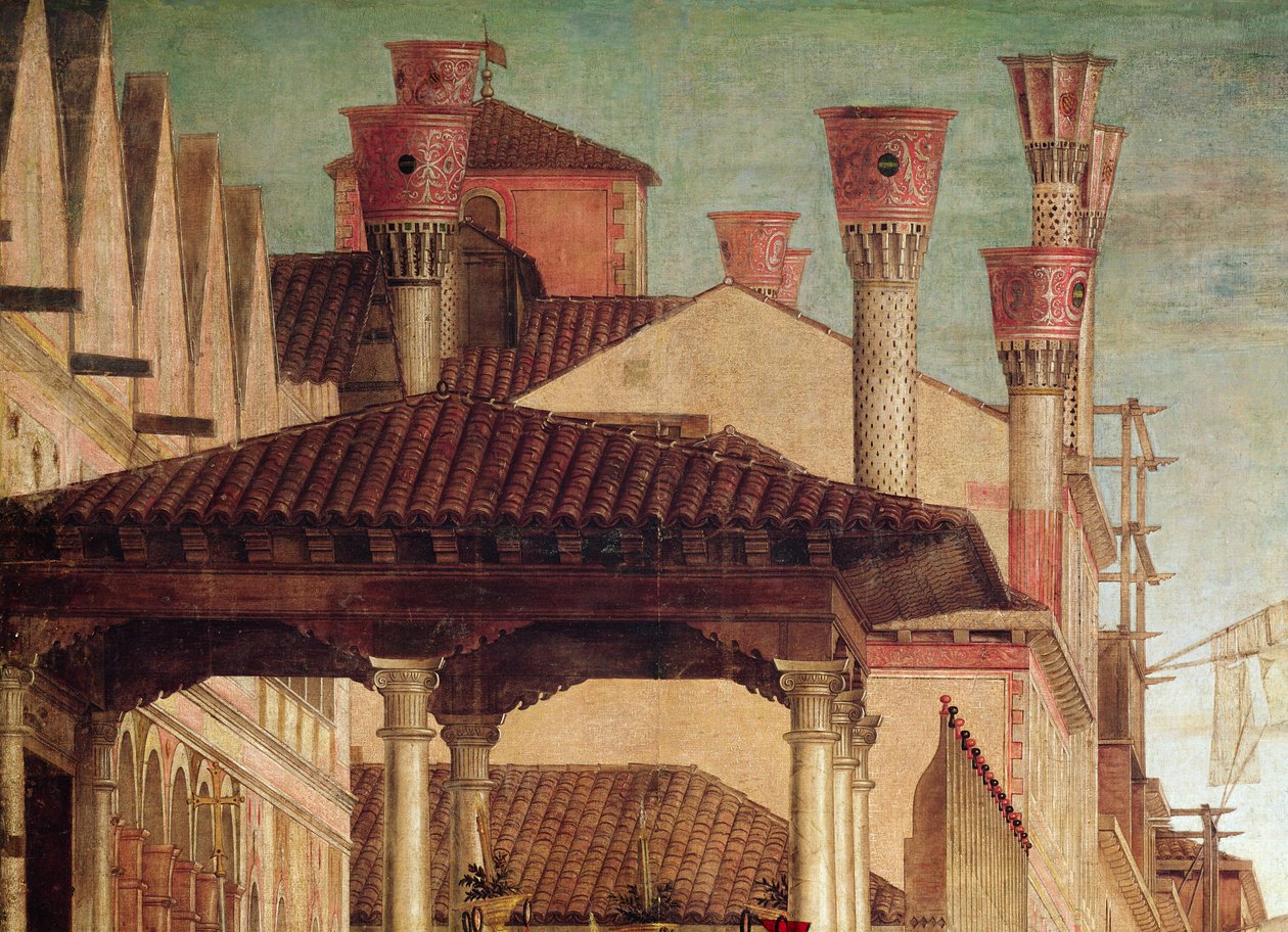 Fragment Cudu Relikwii Krzyża Świętego na moście Rialto, 1494 (detal z 221362) autorstwa Vittore Carpaccio