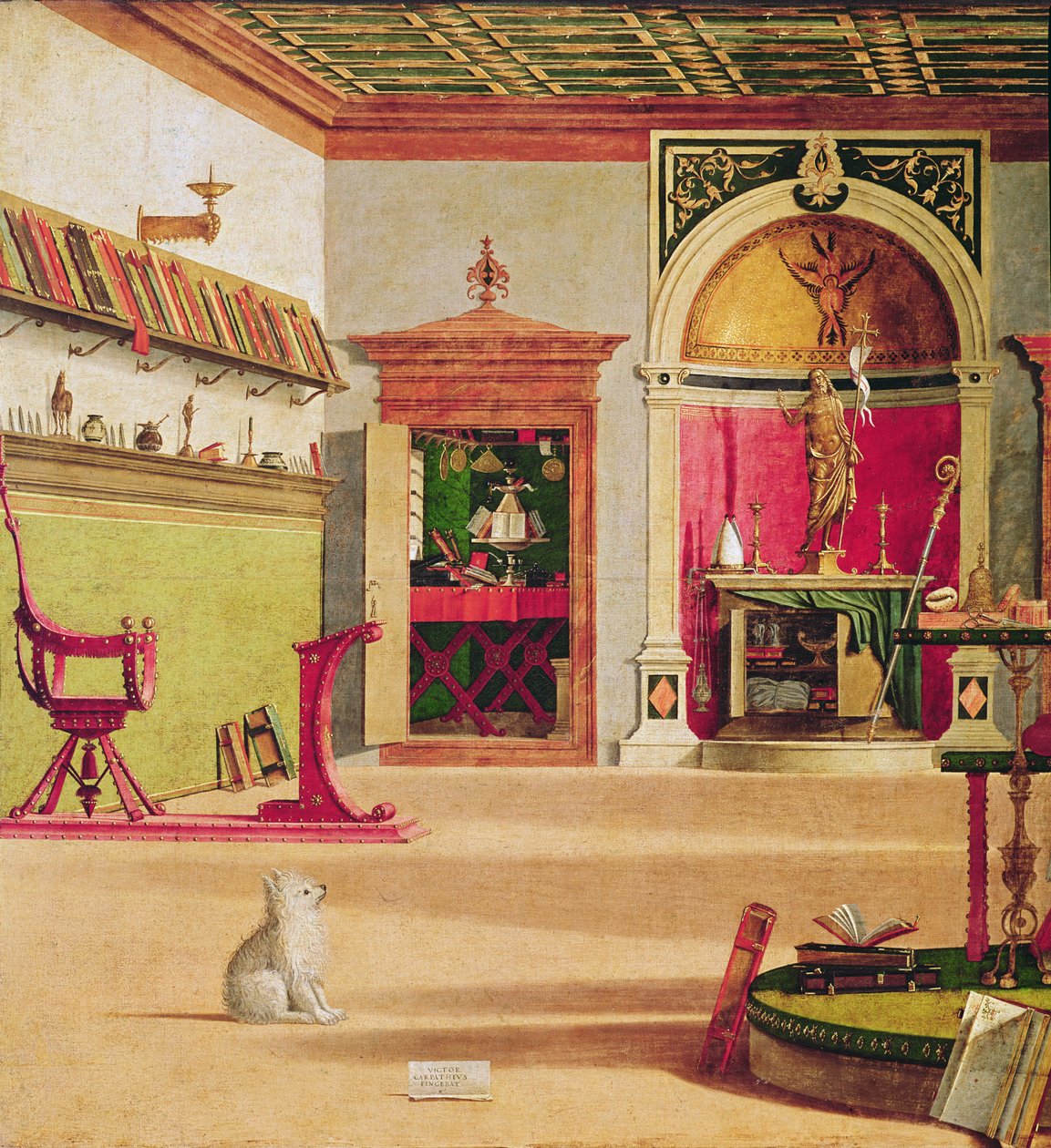 Fragment Wizji św. Augustyna, ok. 1502-08 (szczegół z 932) autorstwa Vittore Carpaccio
