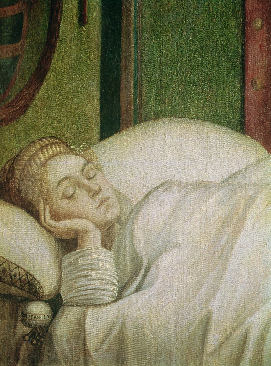 Sen św. Urszuli, 1495 (tempera na płótnie) (patrz 686 dla całego obrazu) autorstwa Vittore Carpaccio
