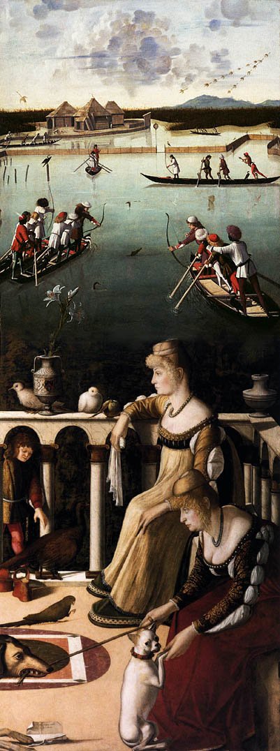 Dwie weneckie damy i polowanie w lagunie autorstwa Vittore Carpaccio