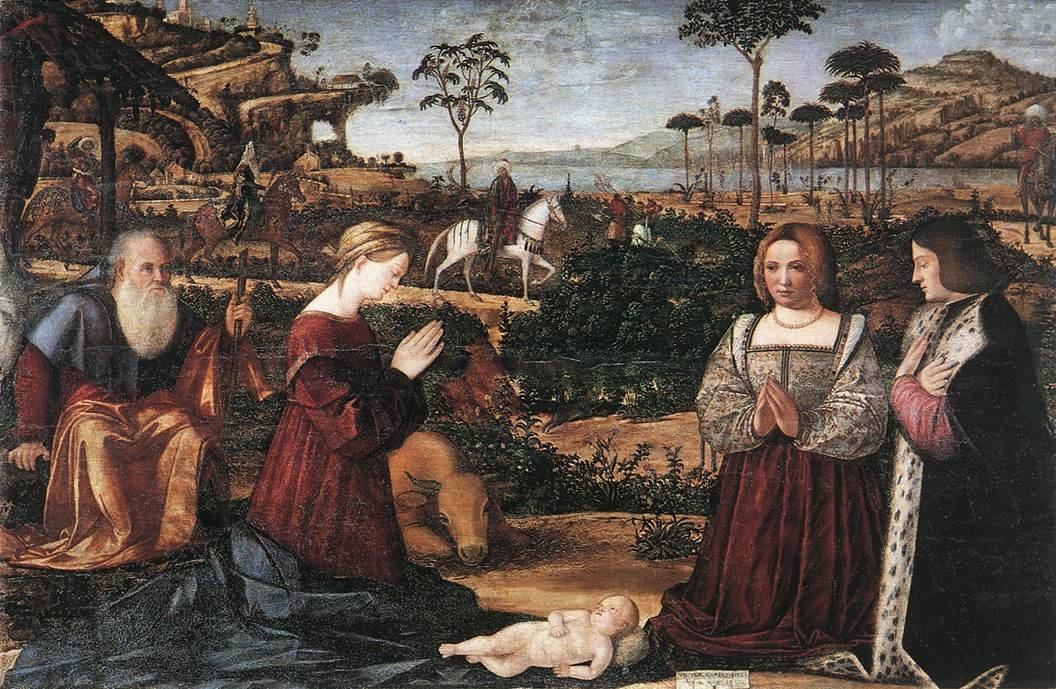 Święta Rodzina z dwoma darczyńcami autorstwa Vittore Carpaccio