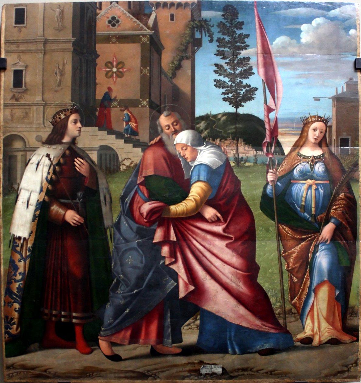 Spotkanie Joachima i Anny ze św. Ludwikiem IX i św. Liberą autorstwa Vittore Carpaccio