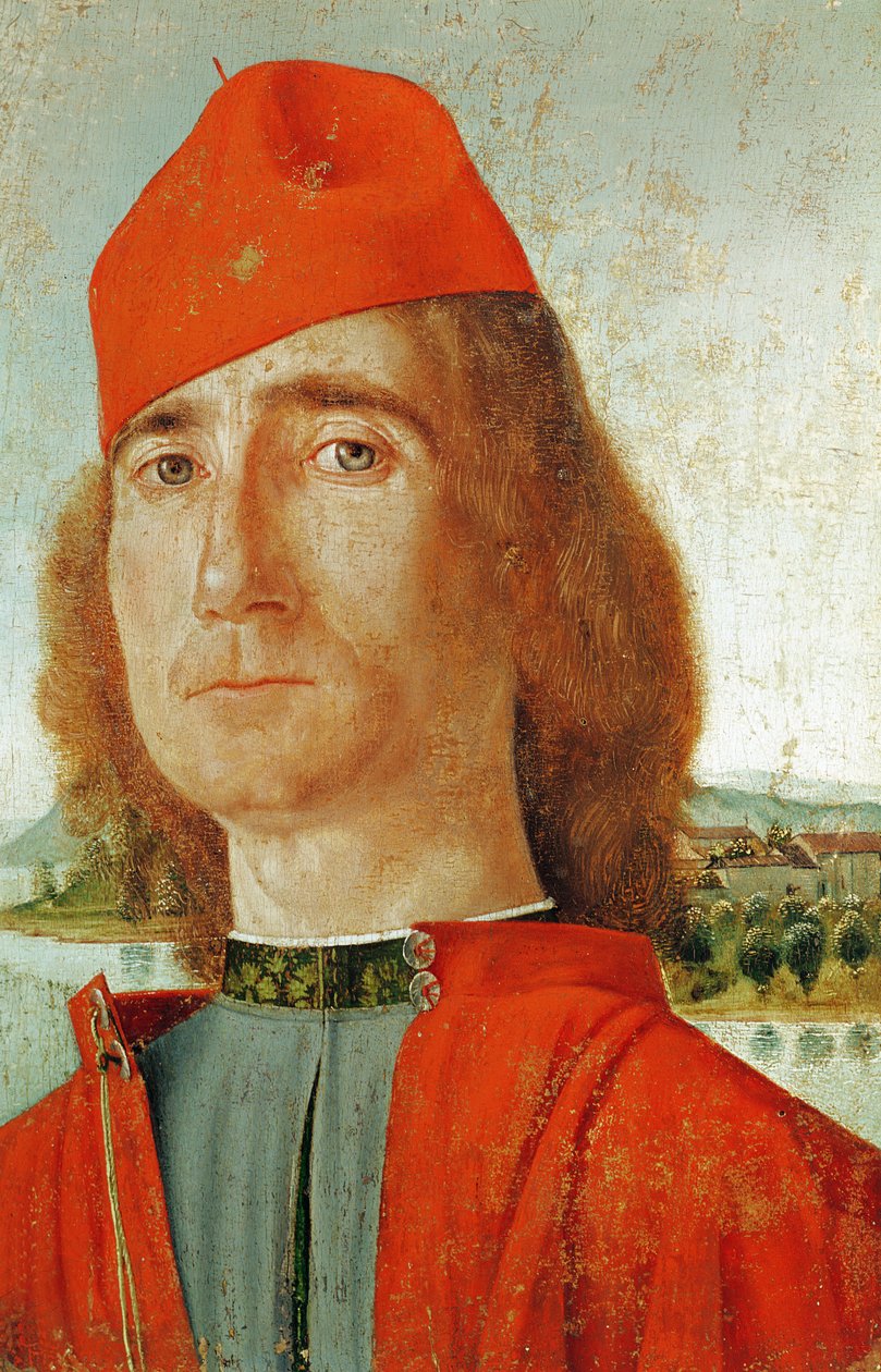 Człowiek w czerwonym berecie, 1492 (tempera na drewnie) autorstwa Vittore Carpaccio