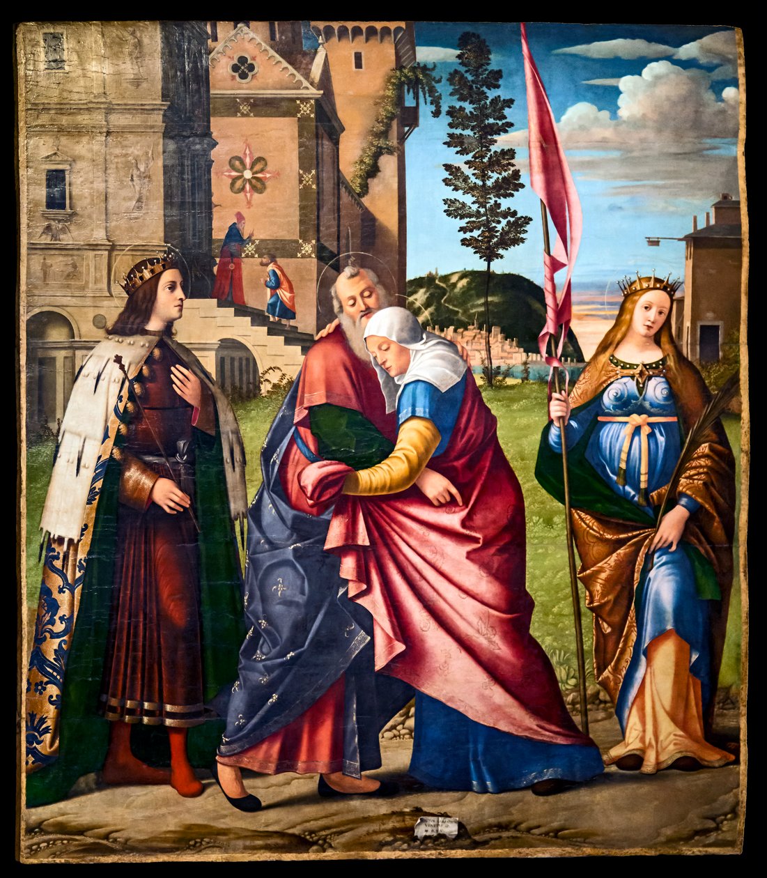 Spotkanie Joachima i Anny ze św. Ludwikiem IX i św. Livrade autorstwa Vittore Carpaccio
