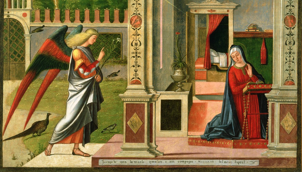 Olej Zwiastowania na detalu panelu z 120955 autorstwa Vittore Carpaccio