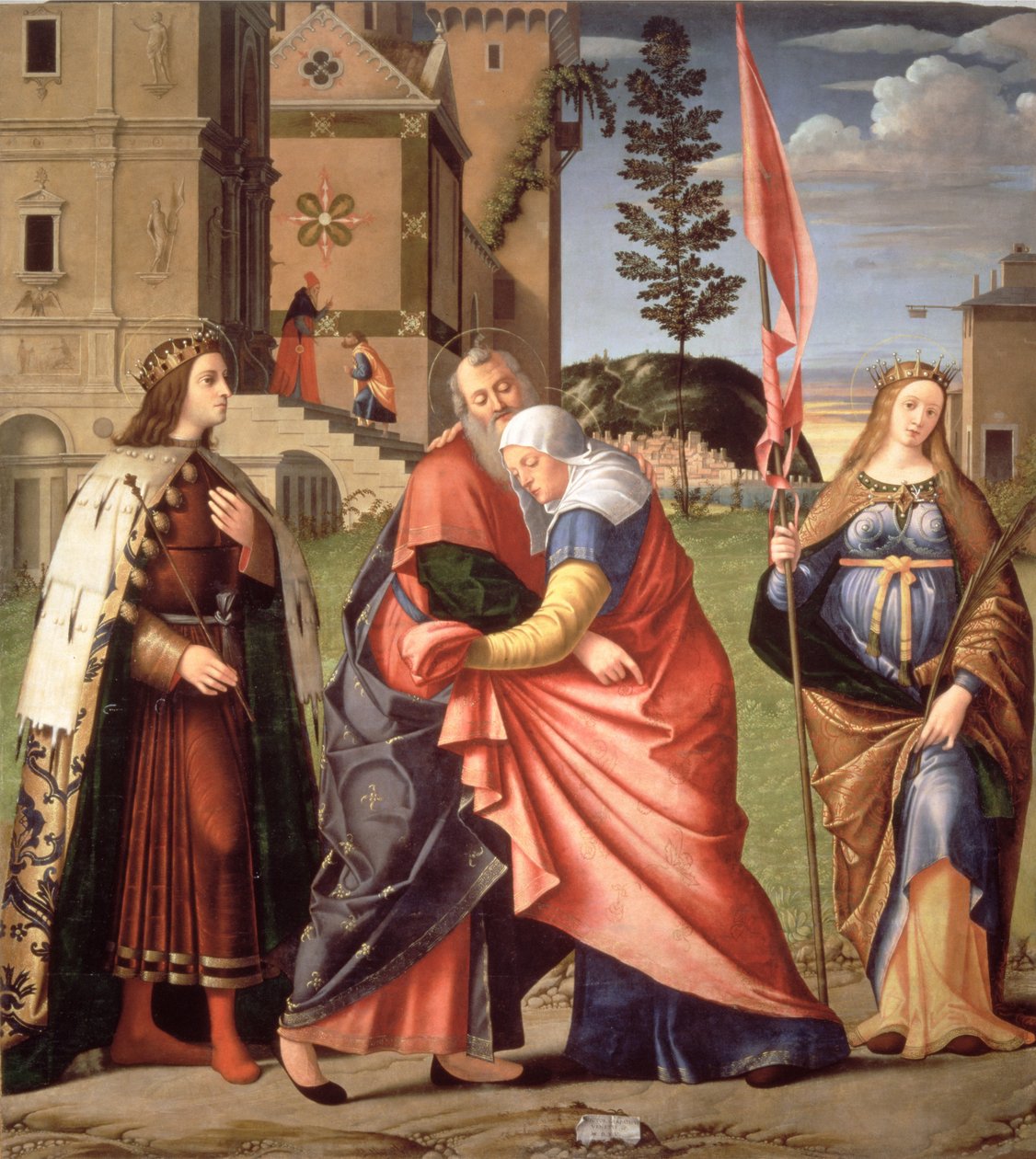 Spotkanie przy Złotej Bramie ze świętymi, 1515 r. autorstwa Vittore Carpaccio