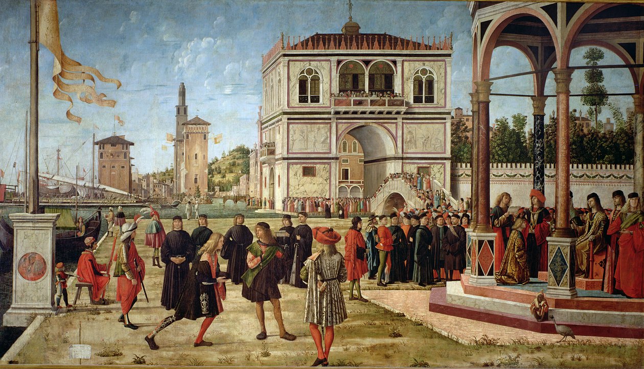 Historia św. Urszuli, repatriacja ambasadorów angielskich, 1490-96 autorstwa Vittore Carpaccio