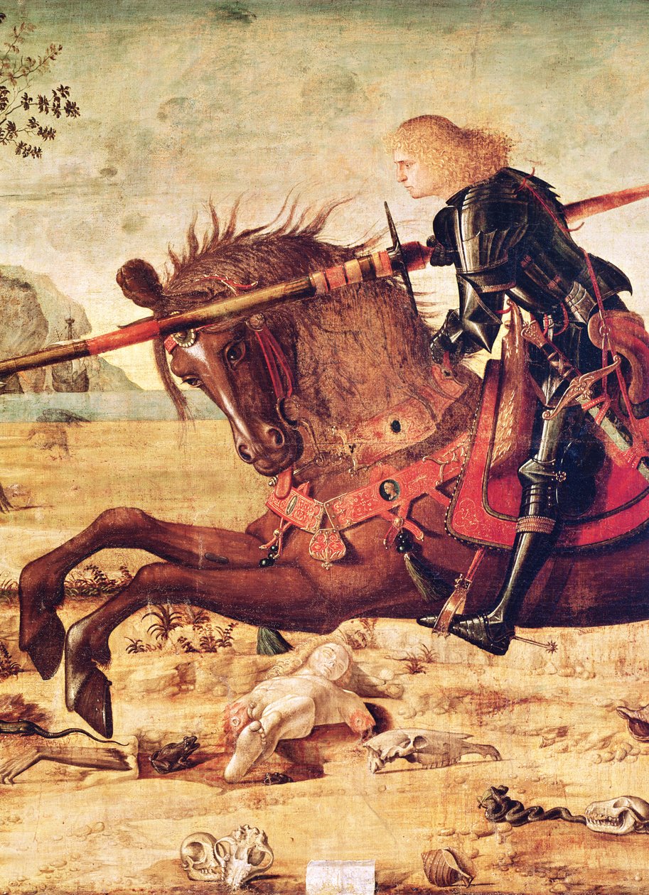 Fragment św. Jerzego zabijającego smoka, ok. 1502-07 autorstwa Vittore Carpaccio