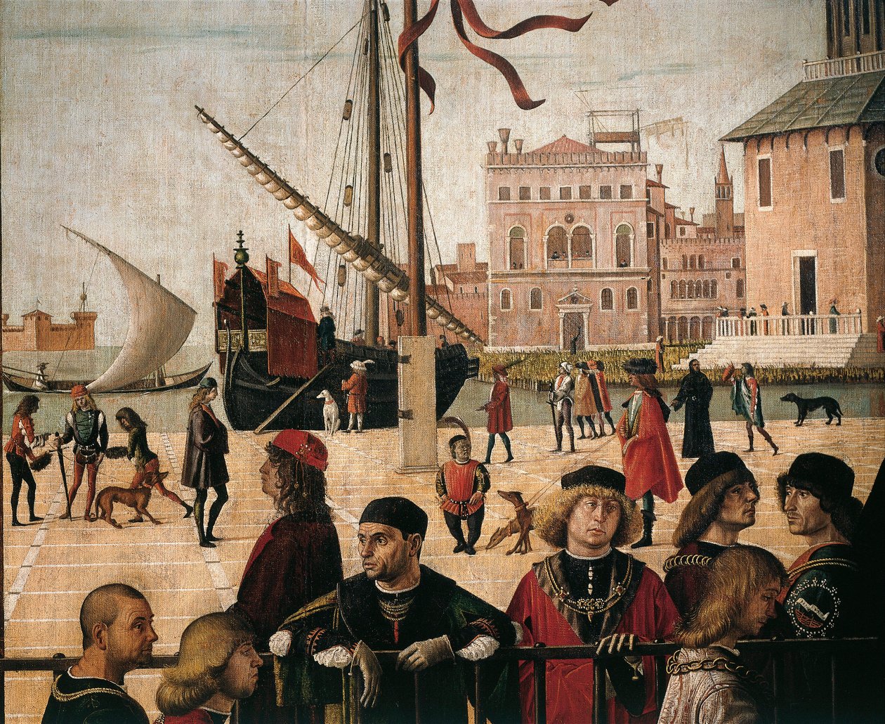 Włochy, Wenecja, Sceny z życia św. Urszuli (ze Złotej Legendy Jakuba de Voragine) Przybycie angielskich ambasadorów, detal port autorstwa Vittore Carpaccio