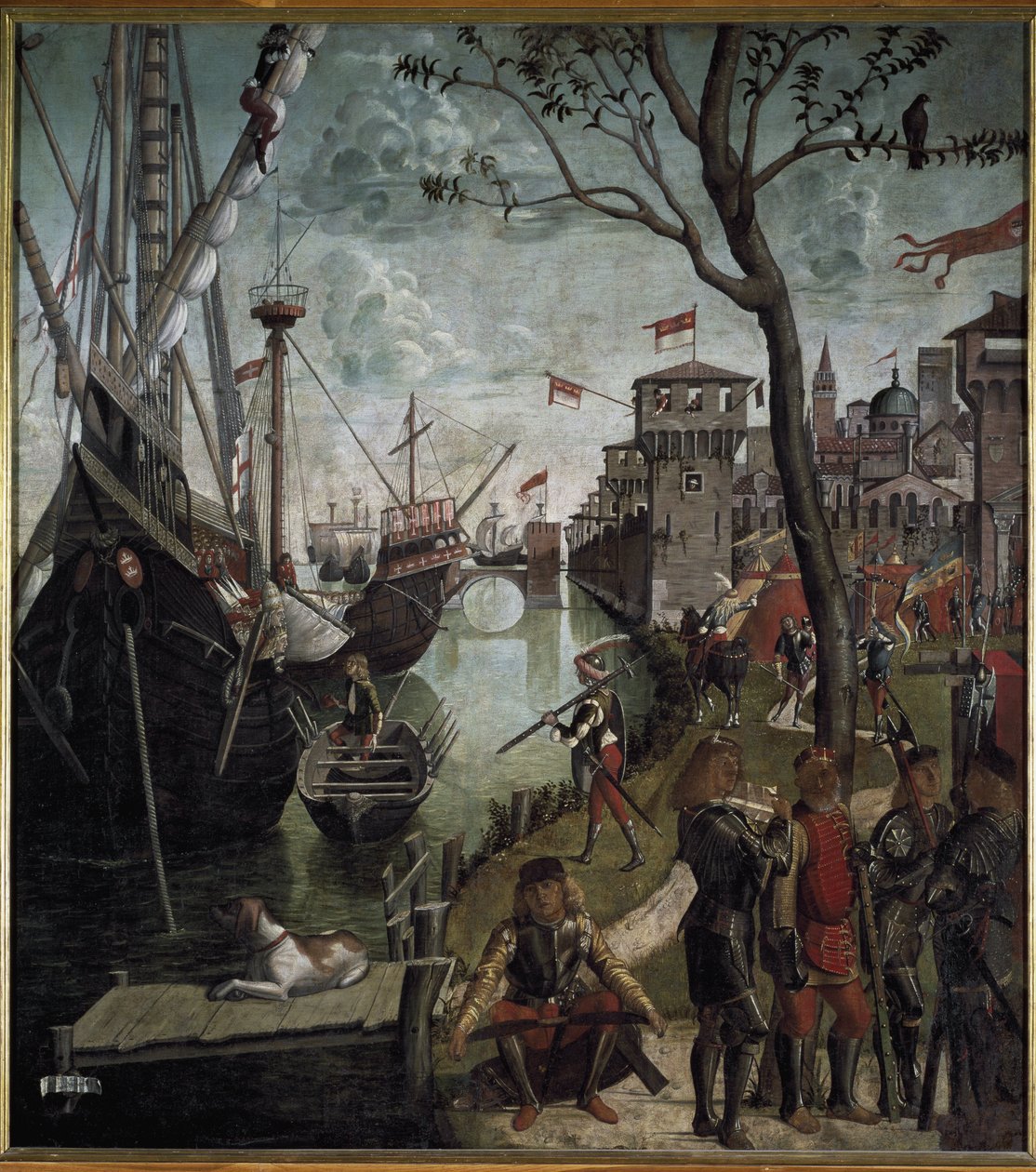 Legenda o św. Urszuli: przybycie pelerinów do Kolonii - Olej na płótnie autorstwa Vittore Carpaccio