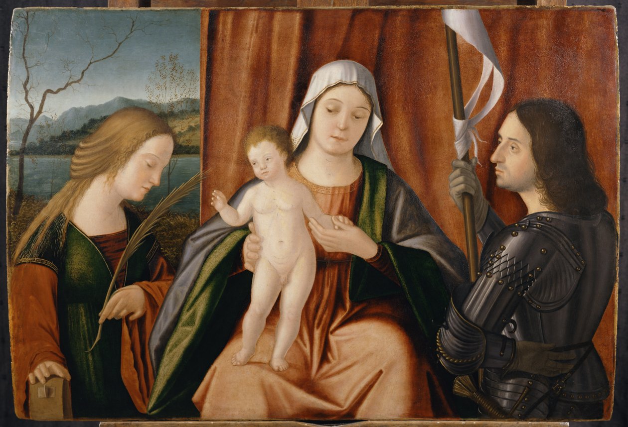 Madonna z Dzieciątkiem ze świętymi Katarzyną Aleksandryjską i Jerzym lub Liberale autorstwa Vittore Carpaccio