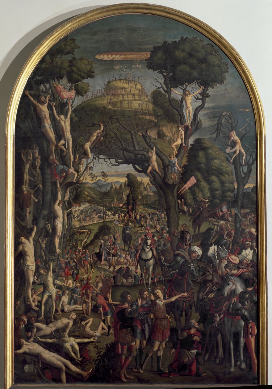 Ukrzyżowanie dziesięciu tysięcy męczenników na górze Ararat - olej na płótnie autorstwa Vittore Carpaccio