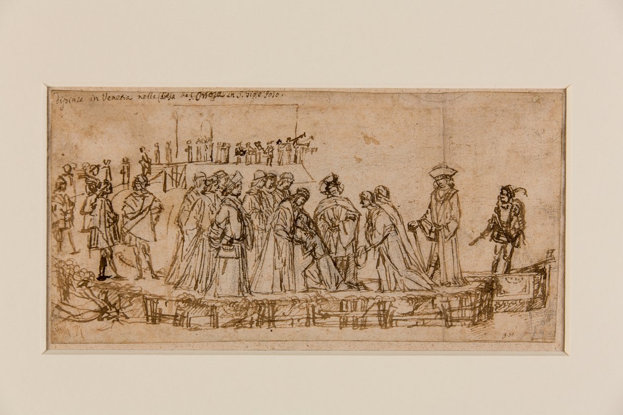 Angielski książę Conan żegnający się ze swoim ojcem (pióro i atrament na kredzie na papierze) (prosto z 5933931) autorstwa Vittore Carpaccio